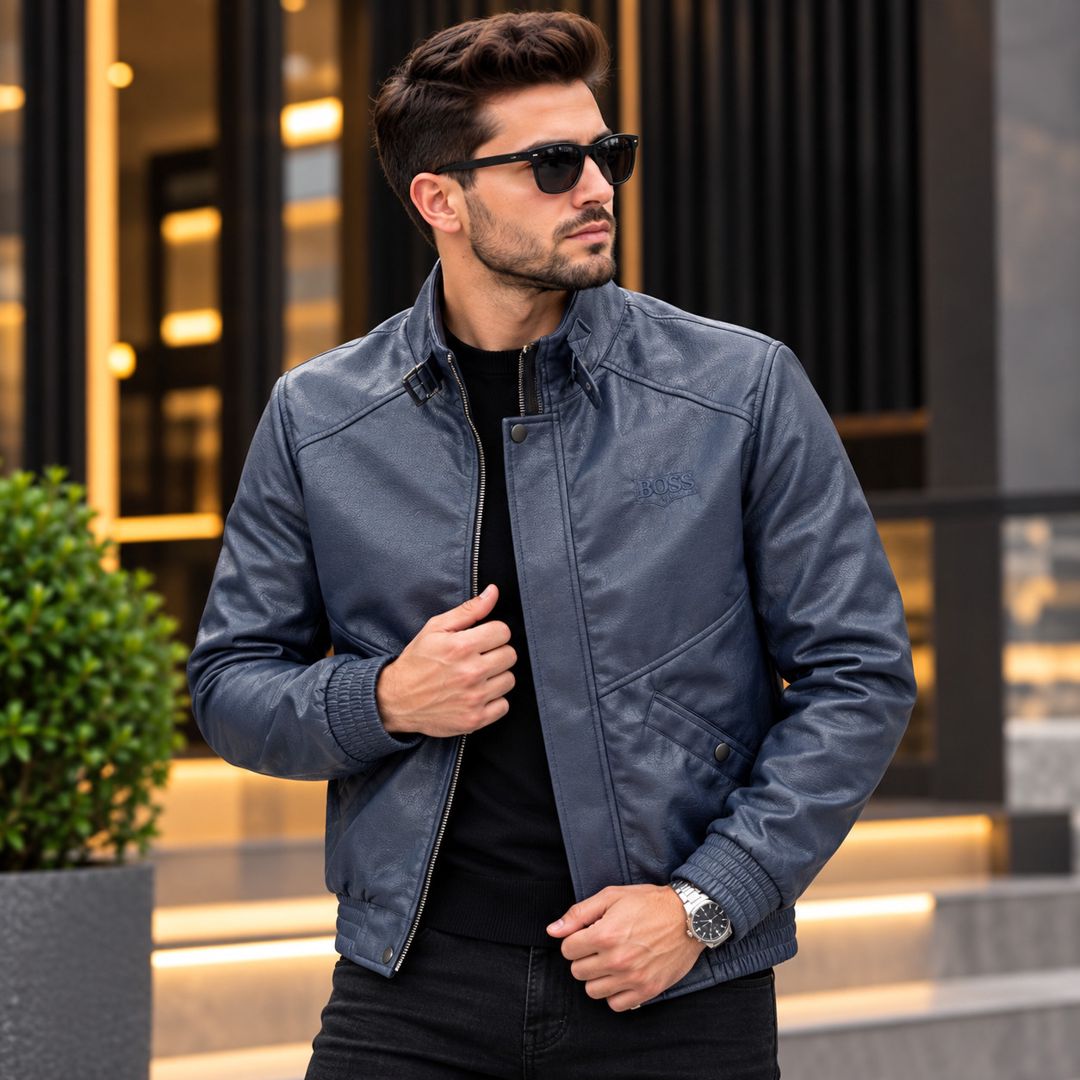Dəri gödəkçə 2914413, tünd göy, eko dəri, ölçü M — Mallar, Bakı