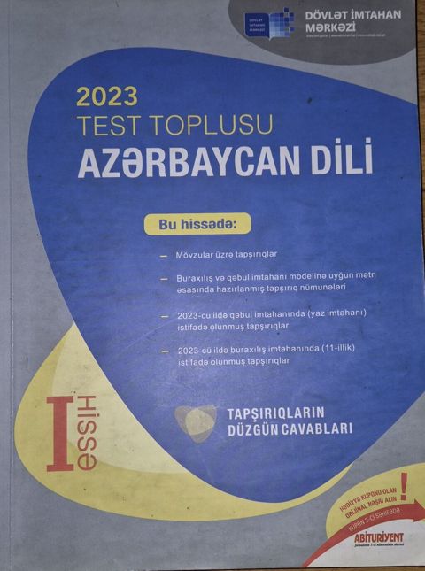 Azərbaycan dili Testlər 11-ci sinif, DİM, 1-ci hissə, 2023 il — 4 ₼ · Bakı · Kitablar Azərbaycan dili Testlər 11-ci sinif, DİM, 1-ci hissə, 2023 il — Bakı