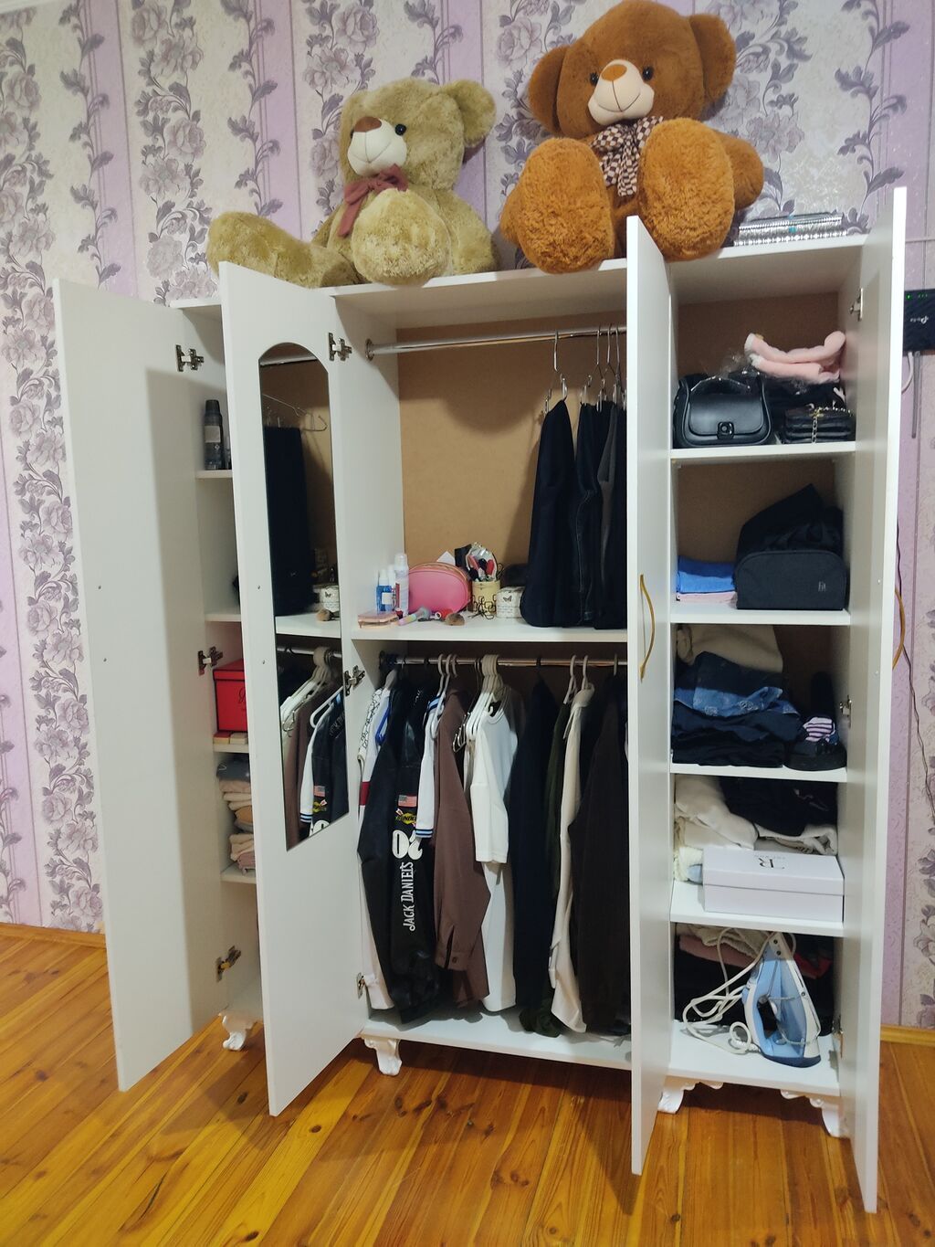 Dörd qapılı ağ paltar şkafı - Material: laminat/MDF tipli ağ səth — Şkaflar, Sanqaçal (2)