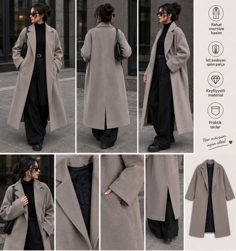 Qadın uzun palto – oversize kəsim, qalın və isti saxlayan parça — 40 ₼ · Bakı · Palto Qadın uzun palto – oversize kəsim, qalın və isti saxlayan parça — Bakı