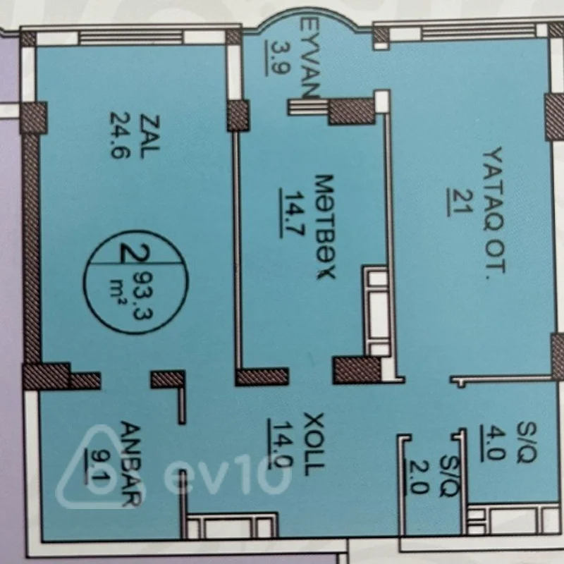 2 otaqlı mənzil, 94 m², Ceyhun Hacıbəyli — Mənzil, Bakı (8)