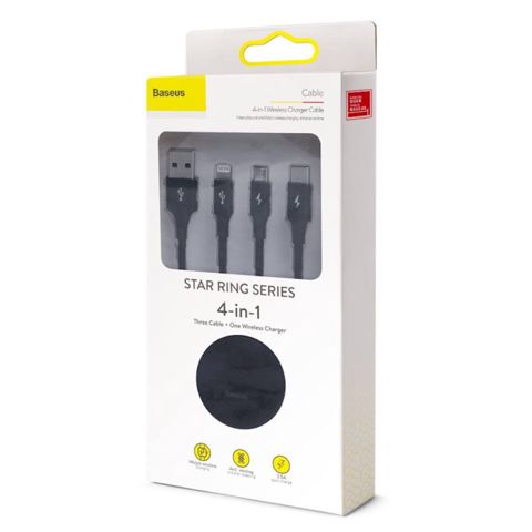 Kabel USB Baseus Star Ring Series Four-in-one Wireless Charging Cable USB For M+L+T+AppleWatch — Almal — Видео кабели и адаптеры