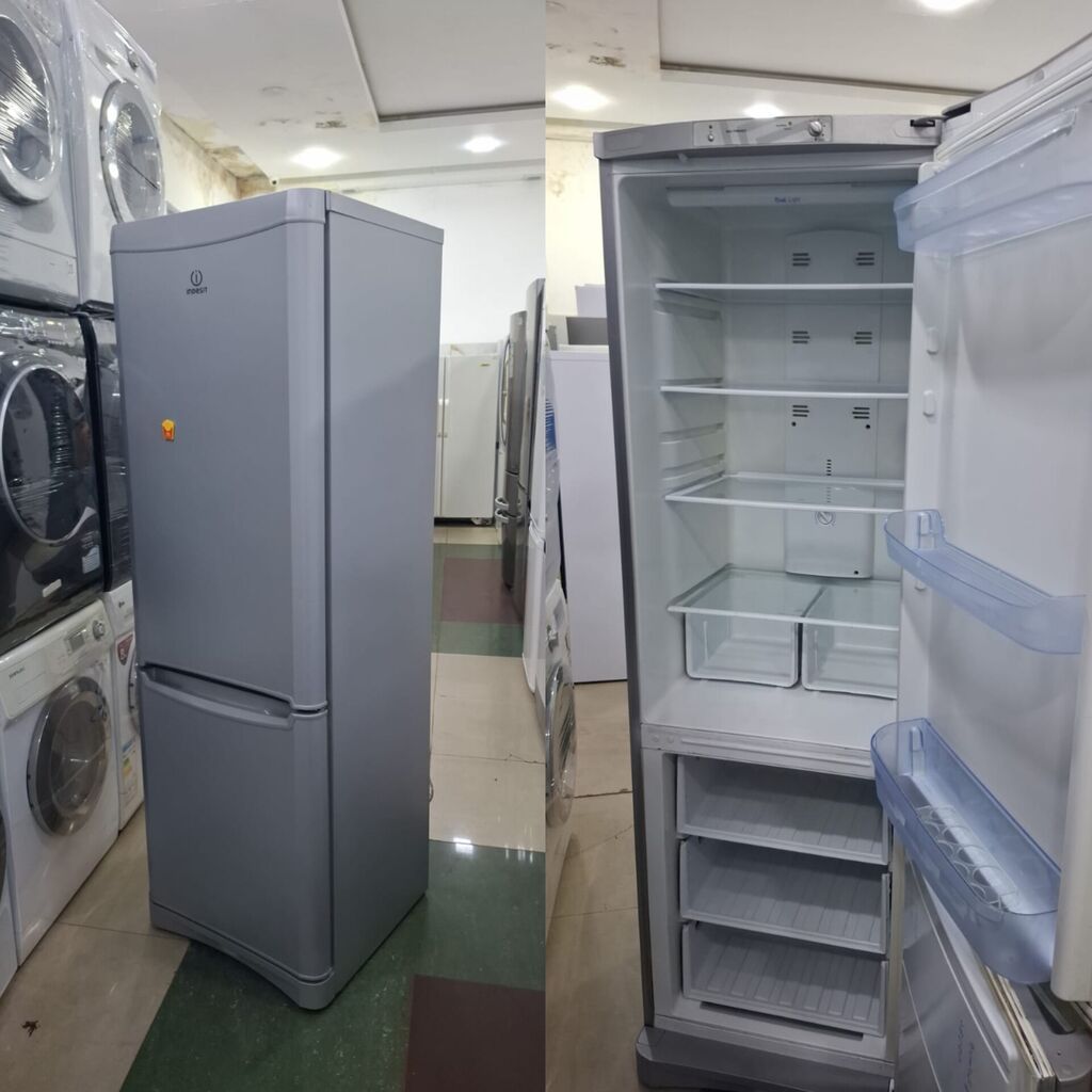 Selin Indesit soyuducu — NoFrost, boz rəng, böyük ölçü — Soyuducular, Bakı