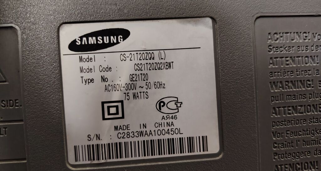 Samsung kineskop TV - Model: CS-21T20ZQQ (L) - Model Code — Televizorlar, Xırdalan (4)