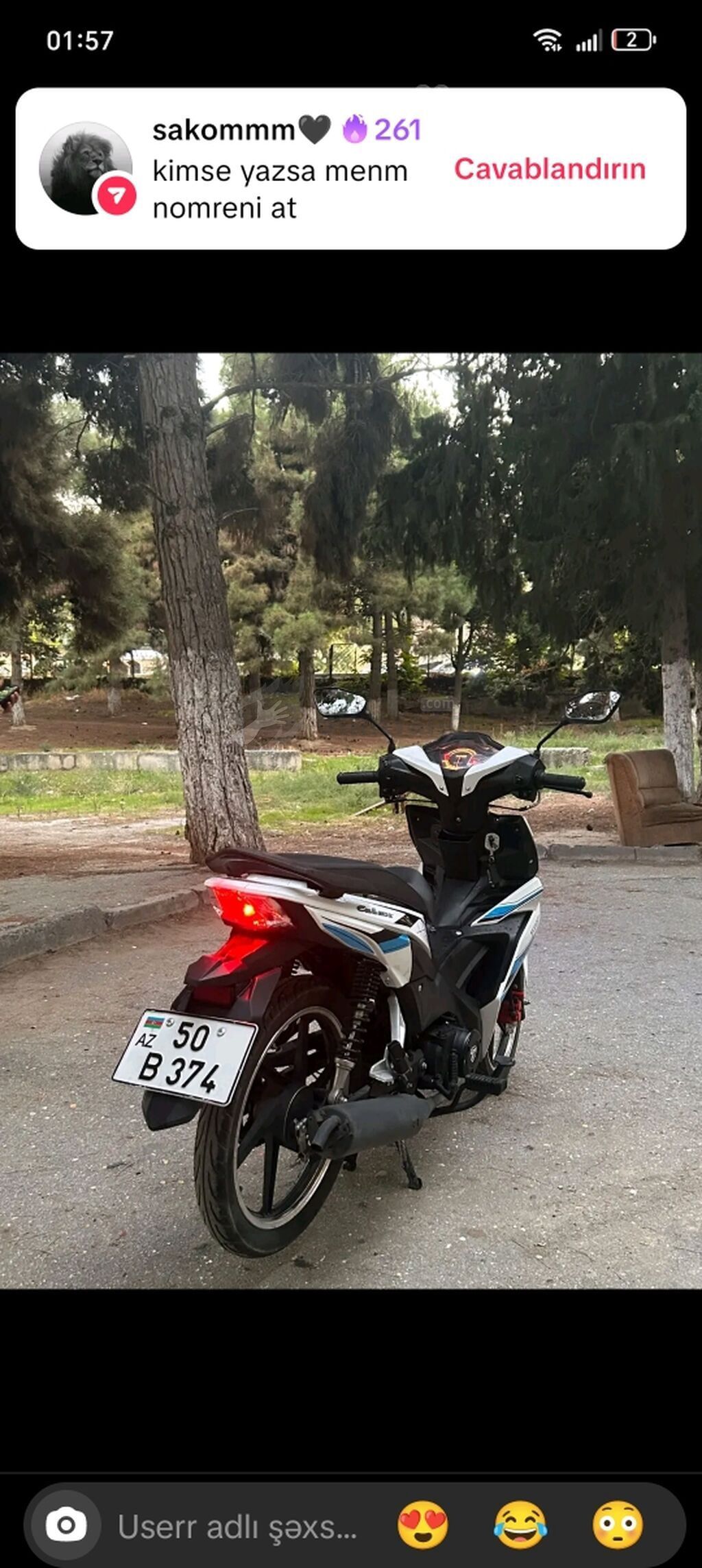 Model: s50 (Jufan) Cub tipli motosiklet Rəng: ağ-qara-mavi a — Avto, Bakı (8)