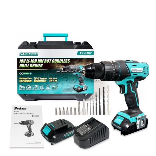 Drel Pro'sKit PT-1801F 18V Li-Ion Impact Cordless Drill Driver — Mallar, Bakı
