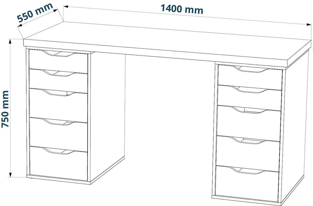 Yazı masası 3563_M2StolTumba6Roliki2Whson Ağ/Sonoma, Ldsp, 75x55x140 sm — Mallar, Bakı (2)