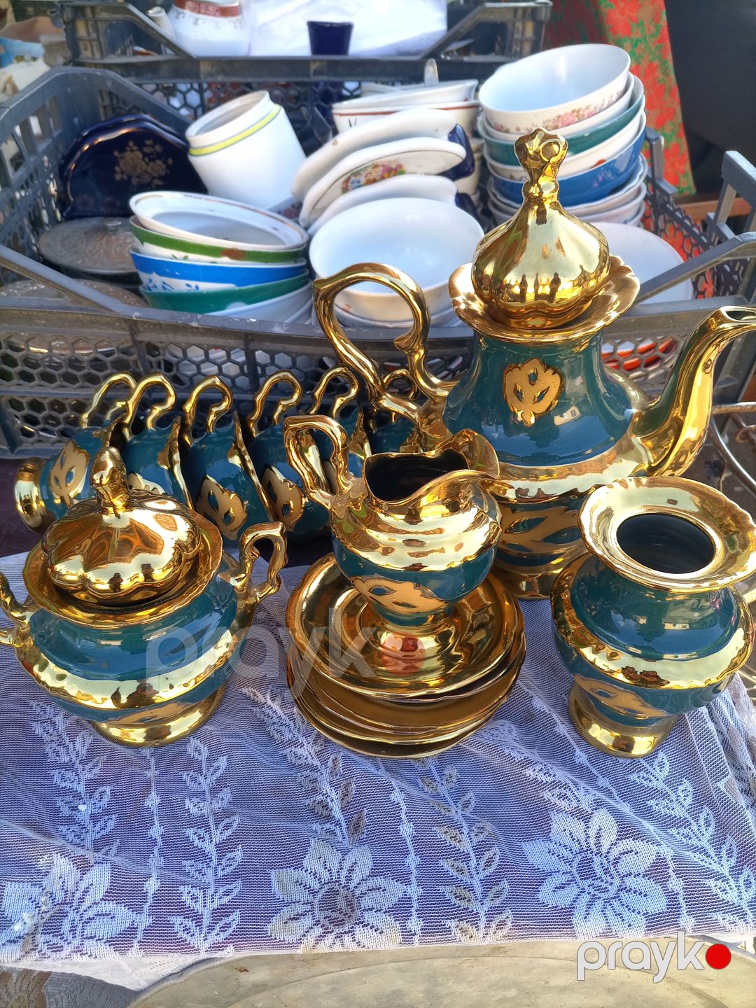 Qonaq otağı üçün dekorativ çay servisi dəsti — altın rəngində — Dekor və interyeri, İsmayıllı (2)