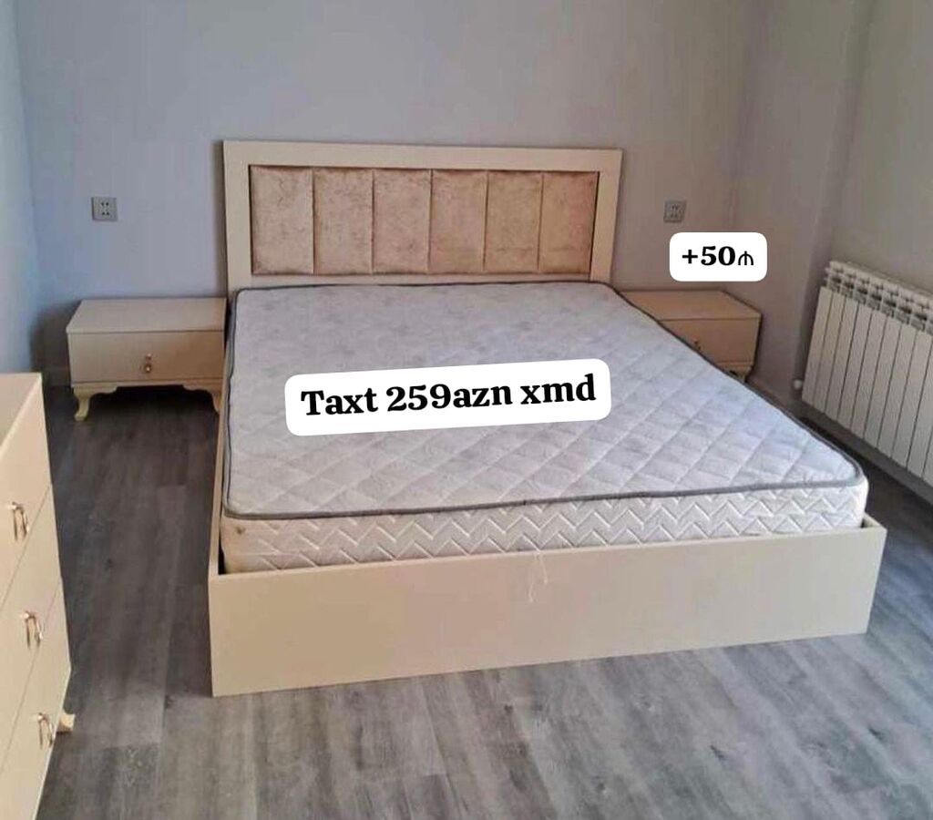 Taxt dəsti - Rahat və zərif dizaynlı taxt, yumşaq başlıqlı (kapitonlu — Yataq otağı mobilya dəstləri, Bakı