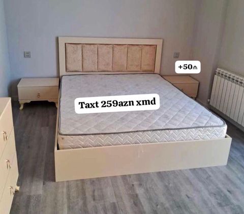 Taxt dəsti - Rahat və zərif dizaynlı taxt, yumşaq başlıqlı (kapitonlu — Bakı