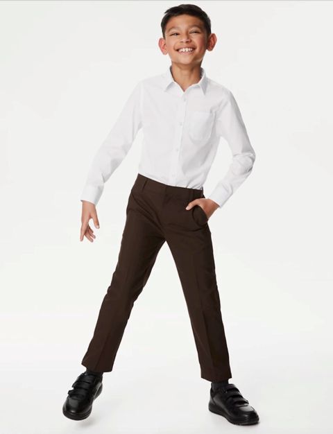 Oğlanlar üçün məktəbli uzunqol köynək Marks & Spencer school shirt regular fit, ağ, polyester/pambıq, ölçü 8 yaş — Bakı