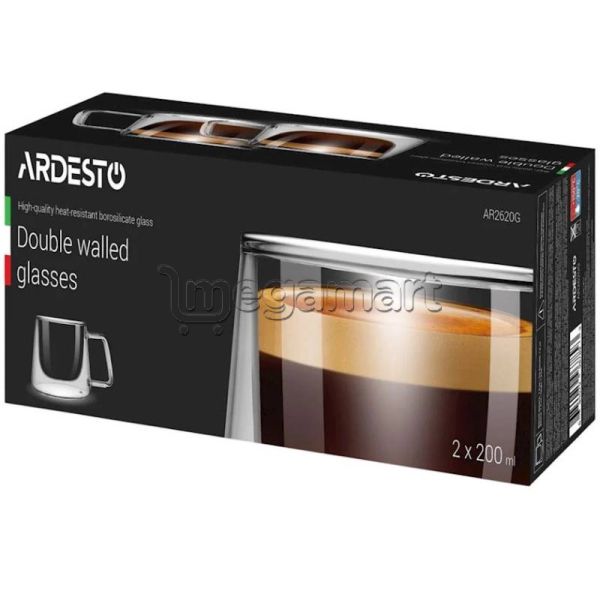 Stəkan dəsti Ardesto Doublewall mug set Ardesto, 200ml, 2pcs, borosilicate glass, transparent (AR2630ARB) — Bişirmə qabları, Bakı (2)