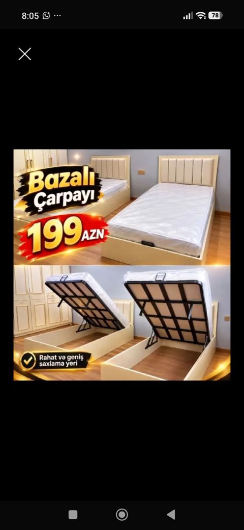 Bazalı çarpayı – 199 AZN - Açılan baza sistemi: asanlıqla qaldırılan — Bakı