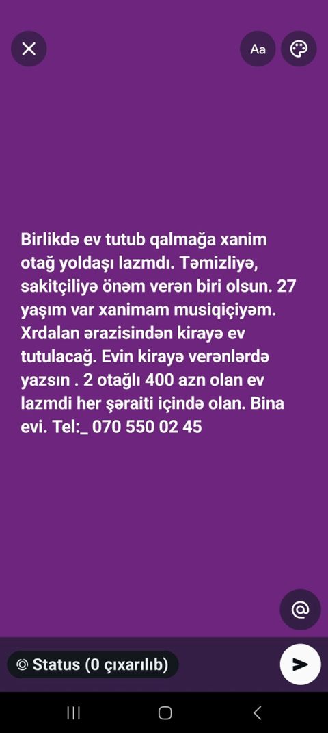 Xırdalanda birlikdə ev tutmaq üçün xanım otaq yoldaşı axtarılır — Mehdiabad