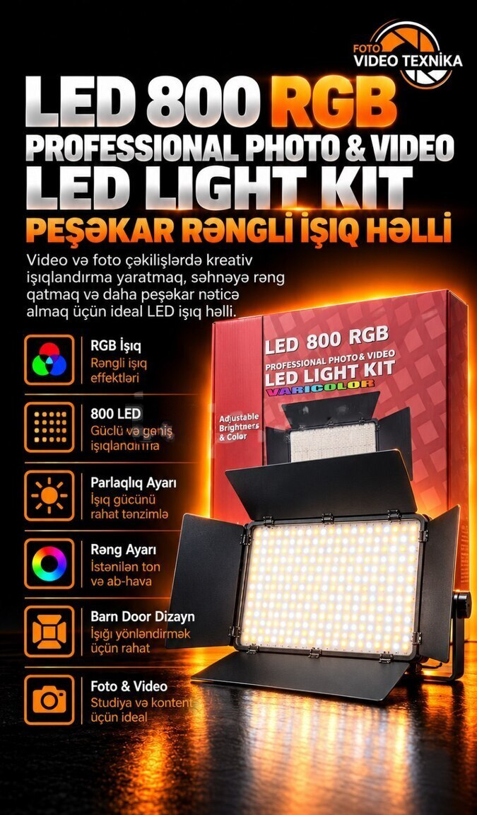 LED 800 RGB peşəkar işıqlandırma paneli — Bakı