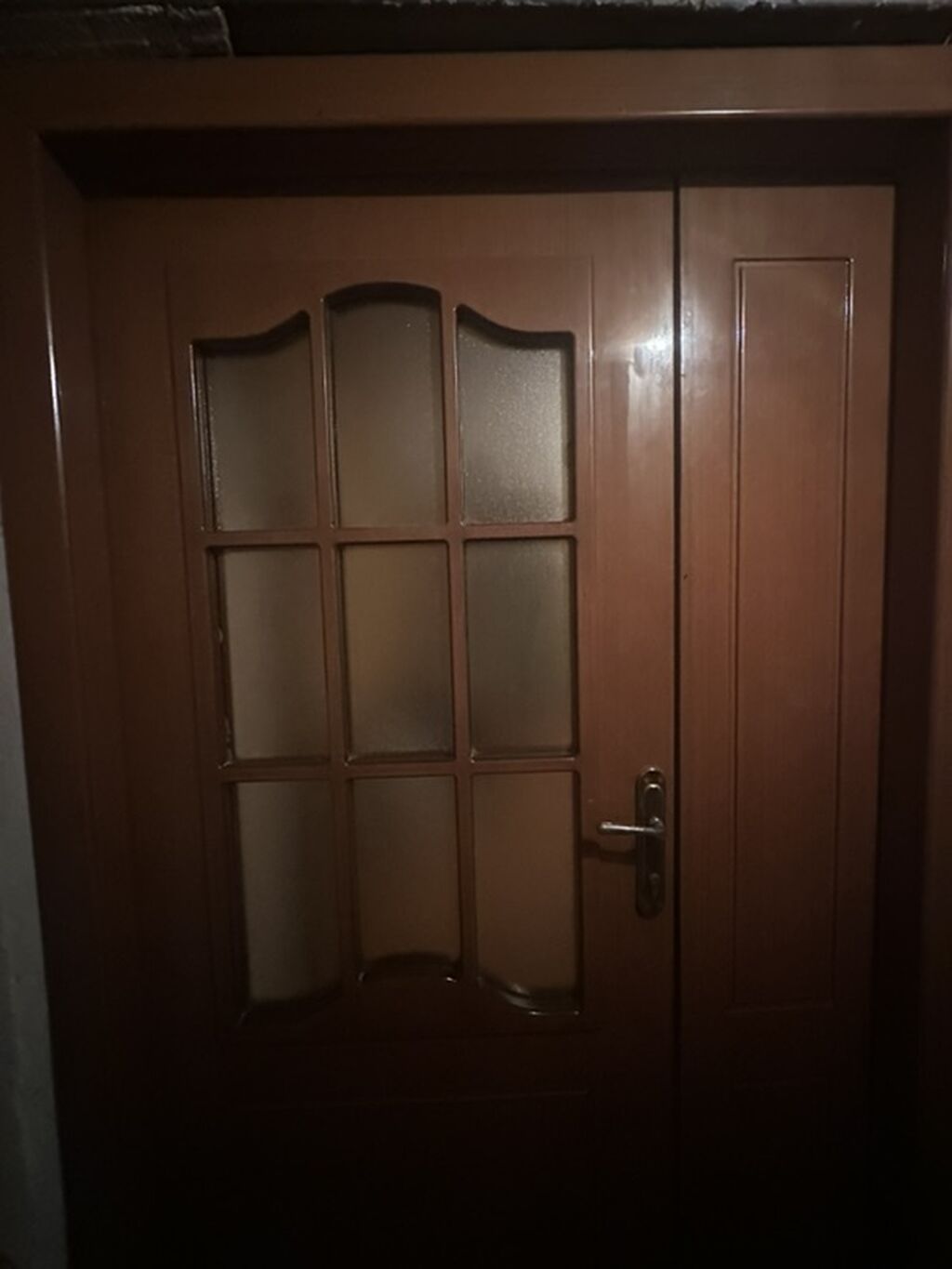 İkiqat taxta otaq qapısı – şüşəli dizayn - Material: ağac (qəhvəyi — Pəncərələr, qapılar, balkonlar, Bakı (4)