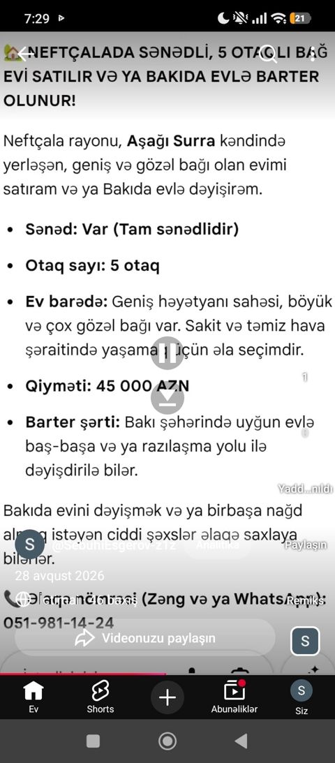 Neftçala rayonu, Aşağı Surra kəndində yerləşən sənədli 5 otaqlı bağ — Digah