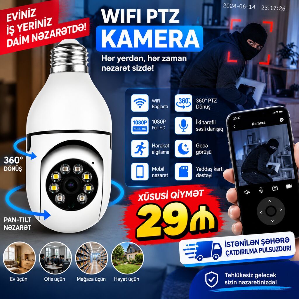 Wifi ptz kamera. Şok qiymət Kameralar təzə və — Surveillance sistemləri, Lənkəran