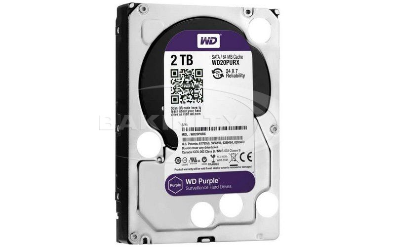 Sərt disk WD Hikvision 2TB Purple (WD20PURX-78AKYY0) — Sabit diskləri, Bakı