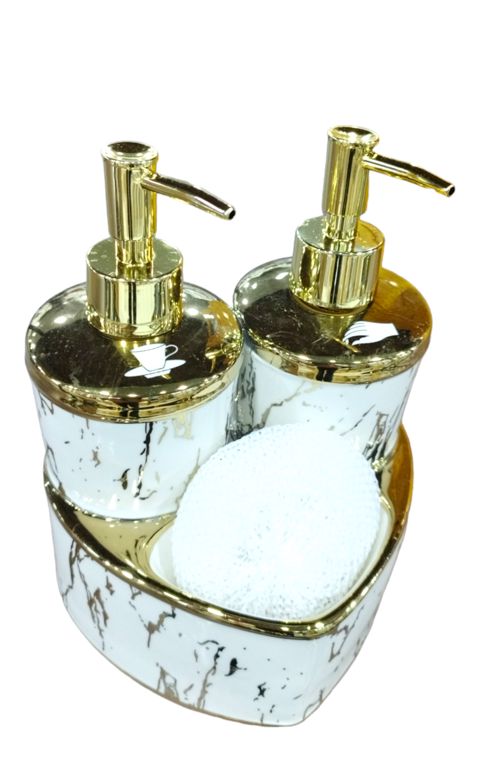 Dozator HomeStore ARCOS1, keramika, ağ/qızılı, 20x15 sm — Bakı