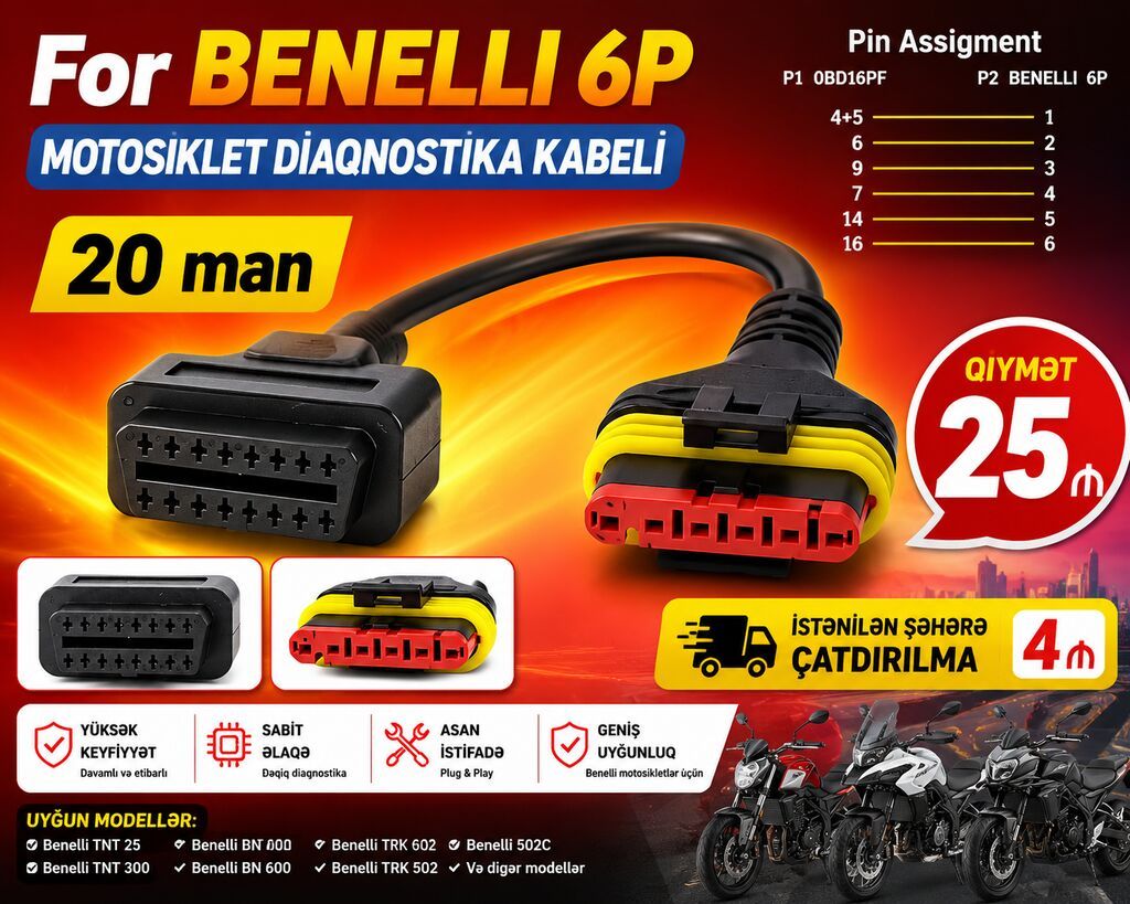 Motosiklet üçün diaqnostika kabeli. Qiymət və modellər elandakı — Diaqnostika cihazları, Lənkəran (2)