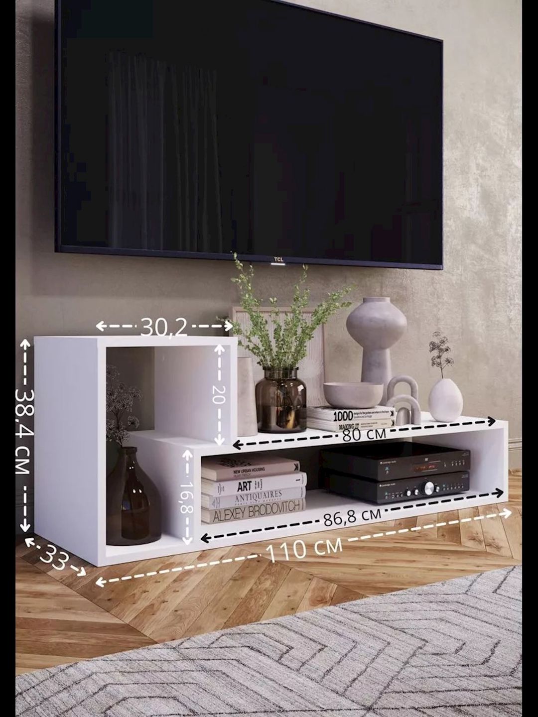 TV üçün tumba 3563_LETNEWTumHomeSmWh, Ldsp, ağ, 38.4x33x110 sm — Mallar, Bakı (2)