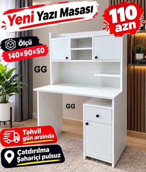 Düz masa, Stulsuz, Polkalı, Siyirməli, Sadə laminat — 110 ₼ · Bakı · Kompüter masaları və kresloları Düz masa, Stulsuz, Polkalı, Siyirməli, Sadə laminat — Bakı