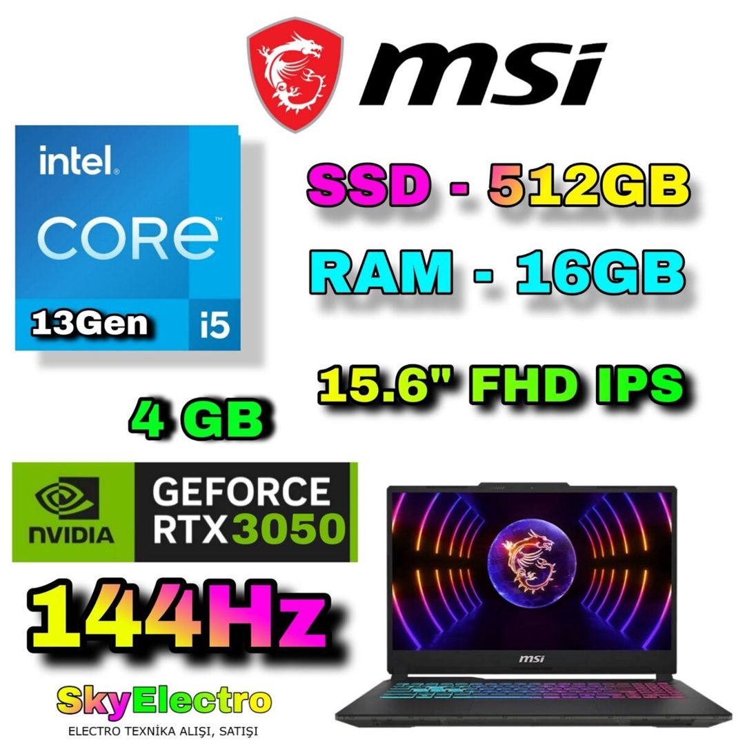 Msı cyborg 15 A13UC RTX 3050 4 GB Gaming — Noutbuklar, Bakı