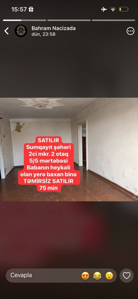 Satılır: Sumqayıt şəhəri, 2-ci mikrorayon - 2 otaqlı mənzil - 5 — 75 000 ₼ · Sumqayıt · Mənzil Satılır: Sumqayıt şəhəri, 2-ci mikrorayon - 2 otaqlı mənzil - 5 — Sumqayıt
