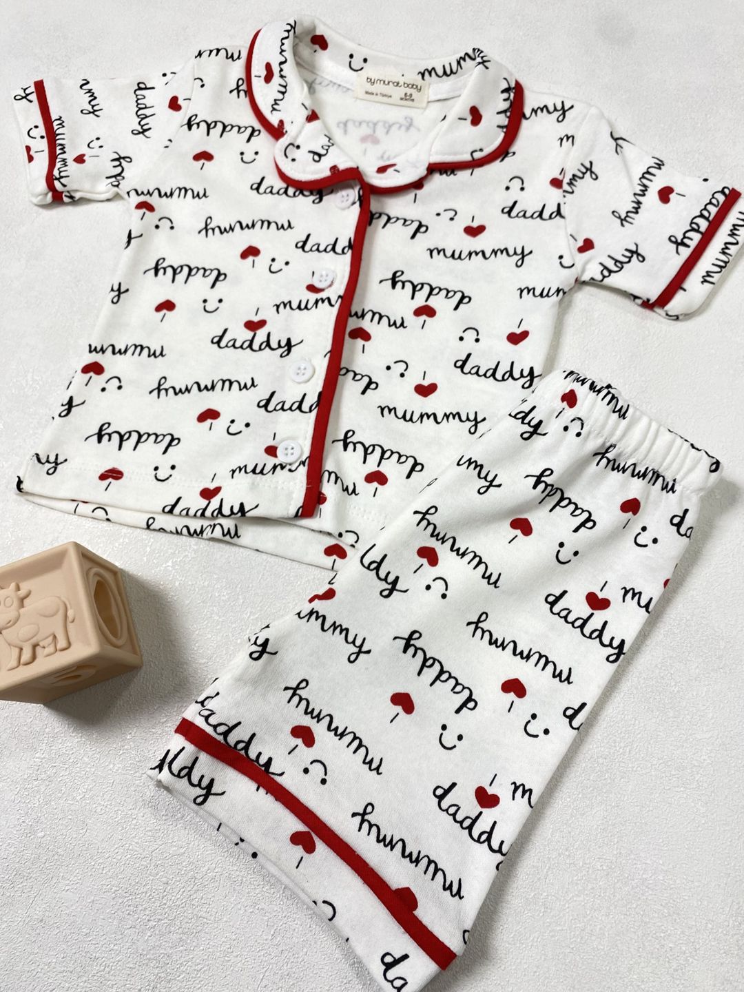 Qızlar üçün şortlu pijama dəsti 649-15644, pambıq, ağ, 18-24 ay, 2 əşya — Mallar, Bakı (3)