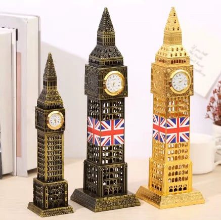 Suvenir Big Ben modeli, dünyaca məşhur memarlıq, Londondan, alaşımlı metal, əl işi, ofis ornamenti, qızılı - prl_0049 — Mallar, Bakı (2)