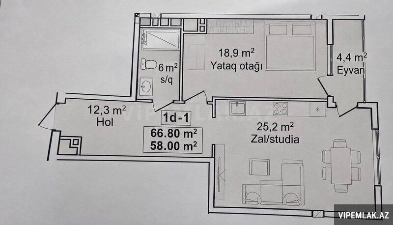 Yasamal rayonunda 2 otaqlı Yeni tikili Satılır, 67 m² — Mənzil, Bakı (3)