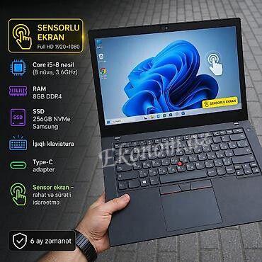 Sensorlu 14 ekran/i5-8 nəsil/8GB DDR4/SSD 256gb — Noutbuklar və planshetlər (2)