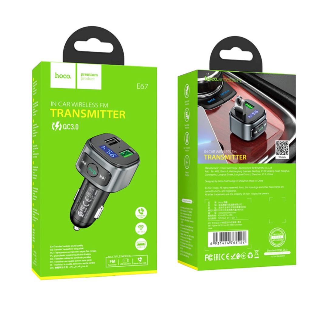 Avtomobil üçün FM transmitter Hoco E67 Black — Avtomobil aromolayıcıları, Bakı (2)