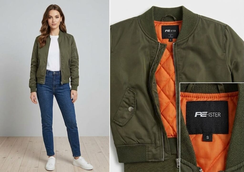 Unisex bomber gödəkçə – - Rəng: xaki (zeytun yaşıl) - Daxili: parlaq — Kurtkalar, Bakı