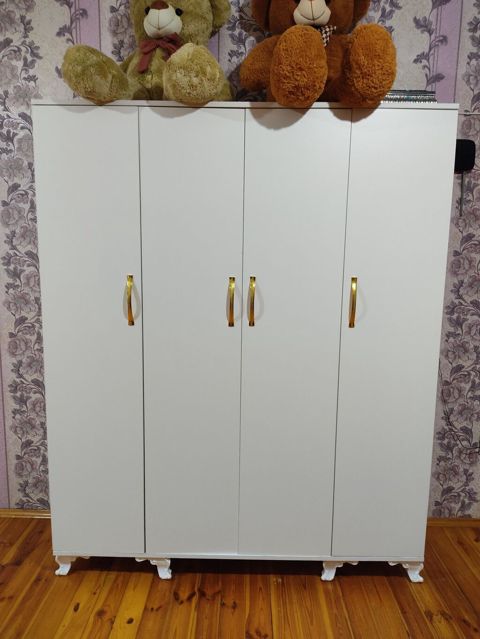 Dörd qapılı ağ paltar şkafı - Material: laminat/MDF tipli ağ səth — 160 ₼ · Sanqaçal · Şkaflar Dörd qapılı ağ paltar şkafı - Material: laminat/MDF tipli ağ səth — Sanqaçal