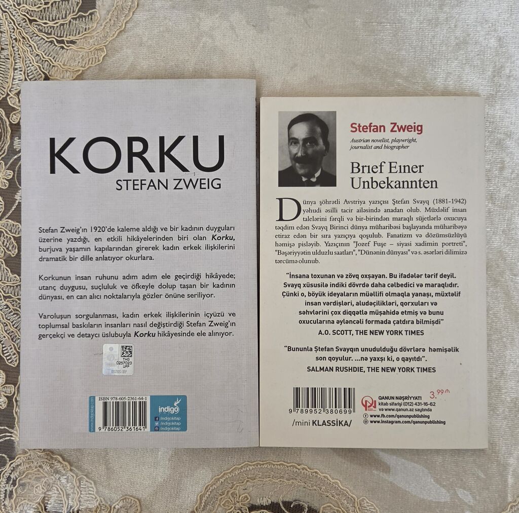 Ikisi bir yerde satılır Stefan Sveyqin iki kitabından ibarət dəst: 1) — Kitablar, Bakı (2)