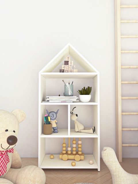 Stellaj 3563_StellajDomikWhite 106.6x50x26 sm, Ldsp, ağ — Bakı