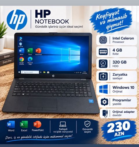 Hp Notbuk ideal veziyetde temir olunmayib herseyu isleyir icinde — Компьютеры и ноутбуки