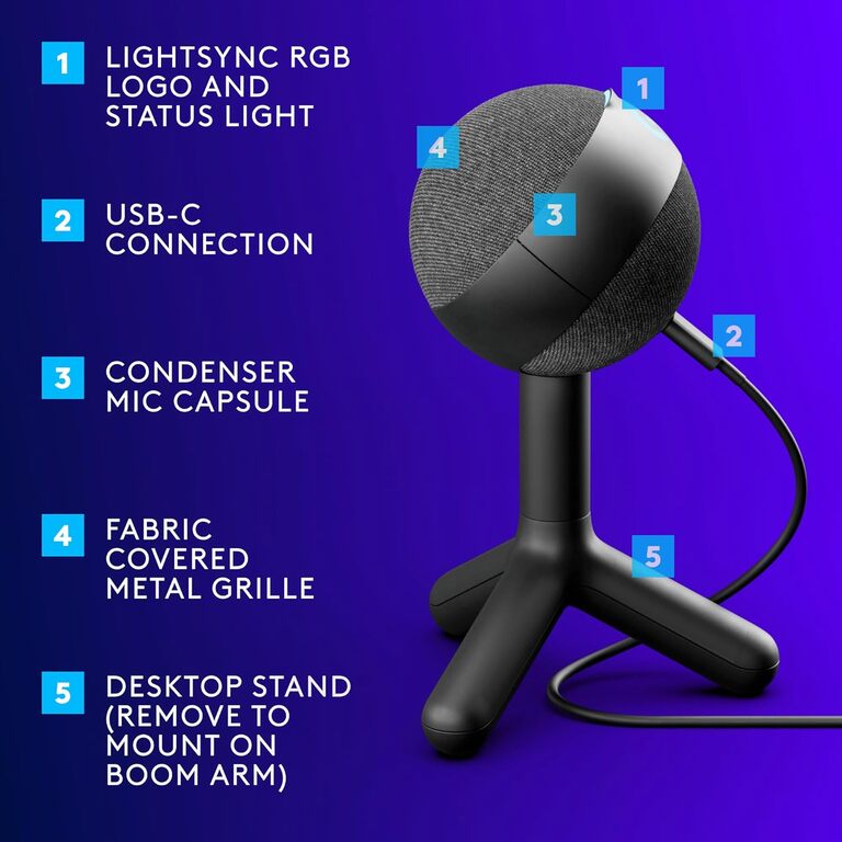 Logitech G Yeti Orb Condenser RGB Gaming Mic — Səs texnikası, Bakı (3)
