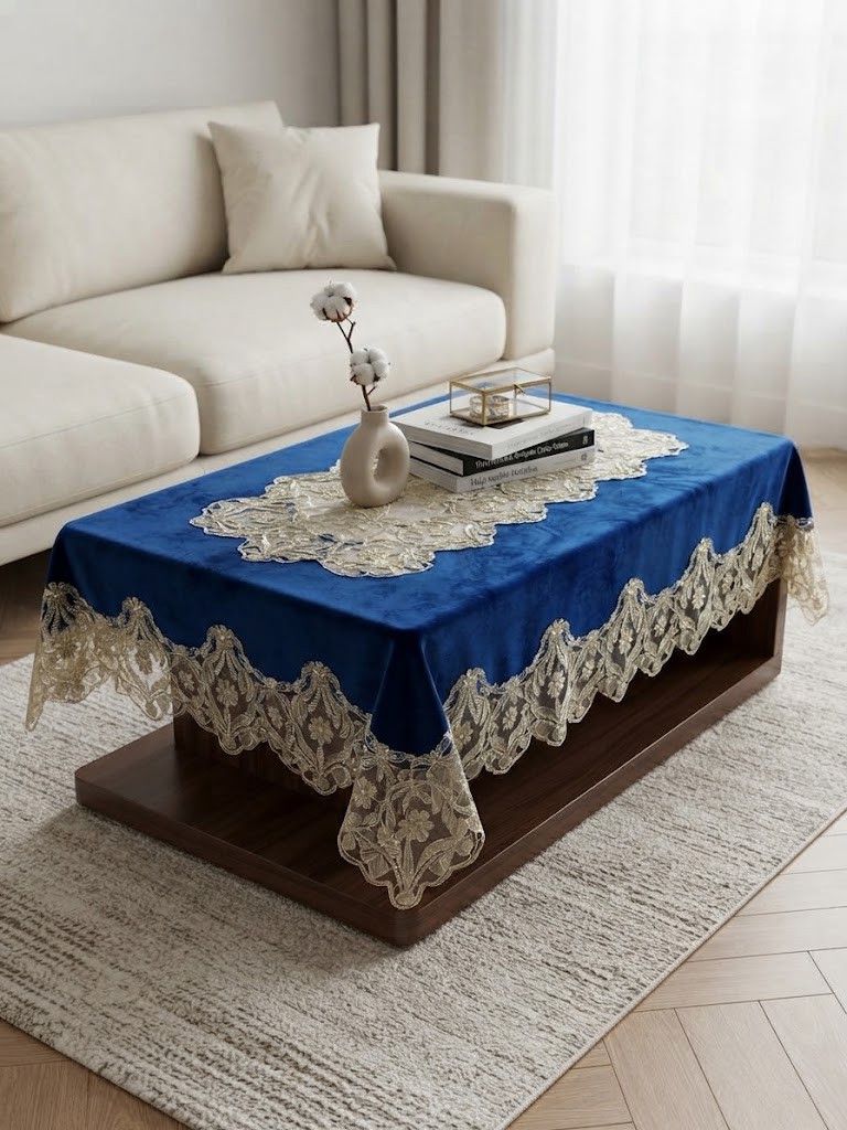 Süfrə 5770, göy, velür, 100x150 sm — Mallar, Bakı (2)