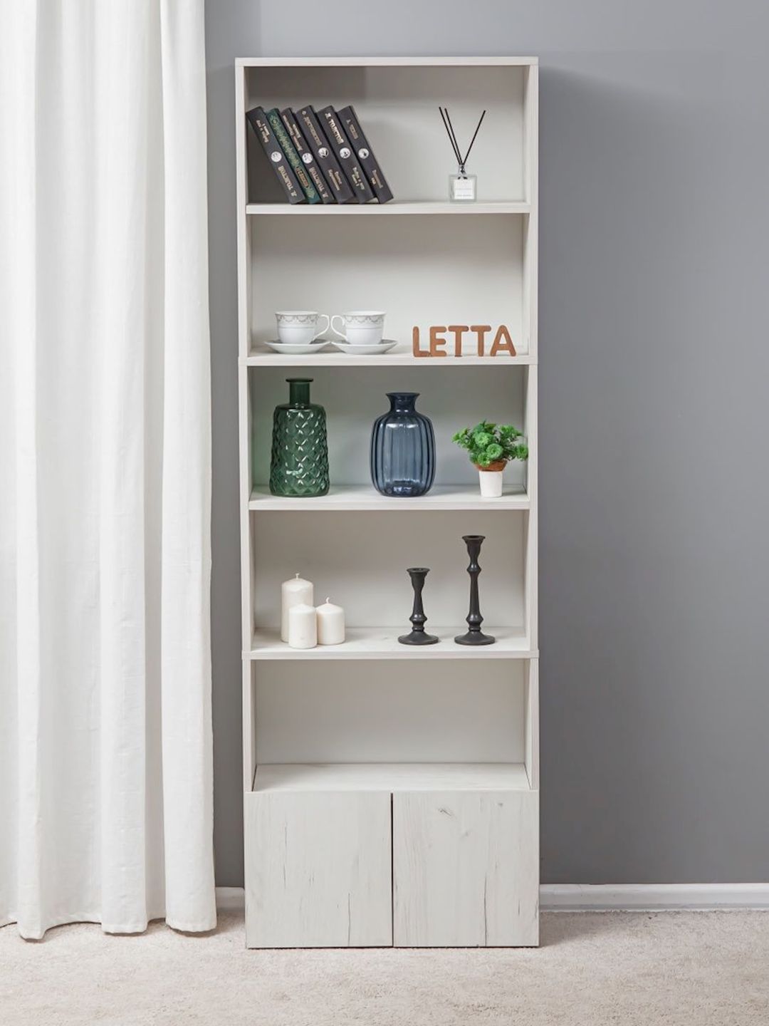 Stellaj Letta Stvorki Dub White, 181х24х60 sm, Ldsp, ağ — Mallar, Bakı (3)