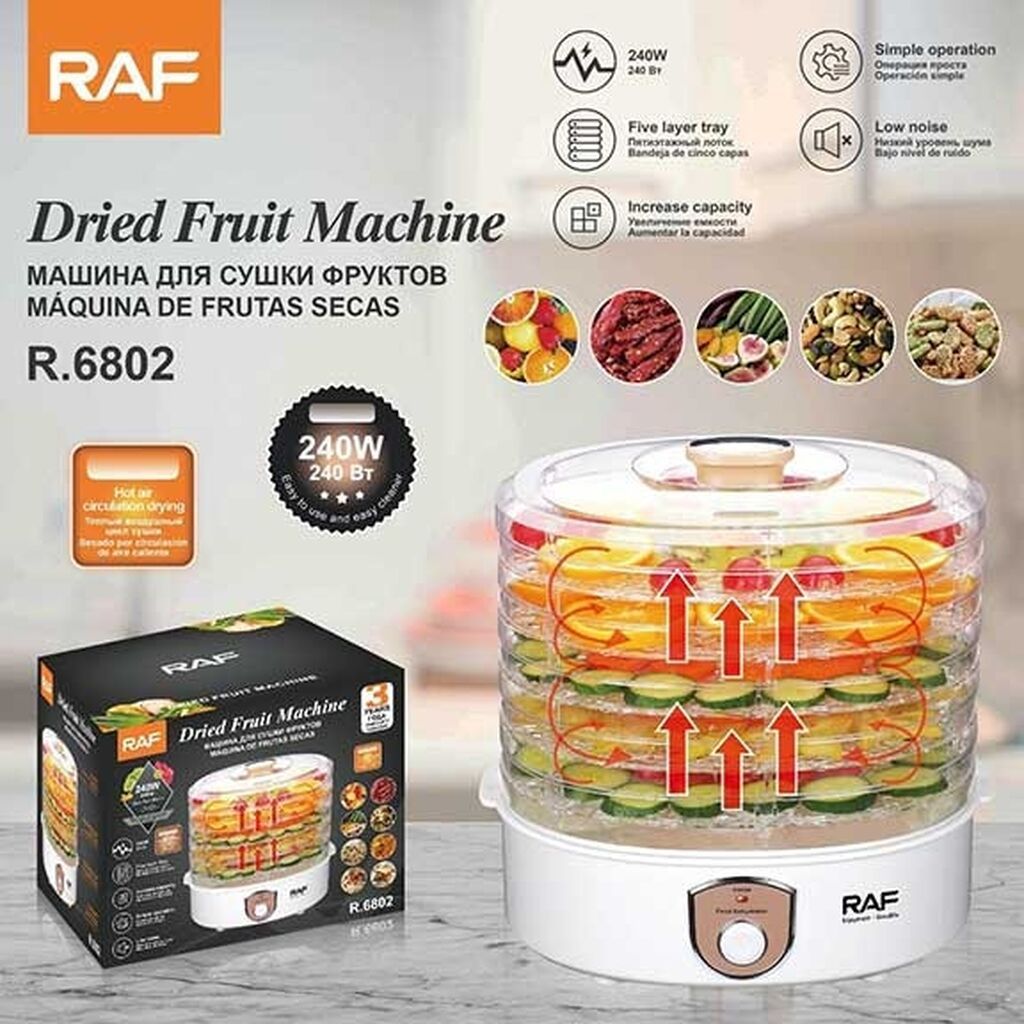 Meyvə Qurudan Aparat RAF R.6802 Meyvə və Qida Quruducu – 240W Meyvə — Süfrə qabı, Digah (2)