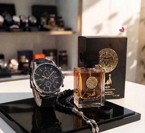 No Brand ətir dəsti kişilər üçün ətir suyu Asad 100 ml + qol saatı + üzük + təsbeh) — Bakı
