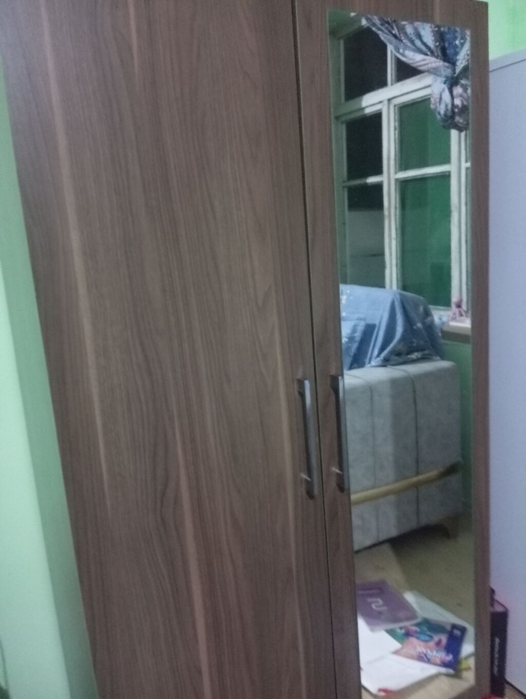 İkiqapılı aynalı dolab - Material: taxta teksturalı laminat/LDSP — Şkaflar, Biləsuvar