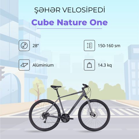 Şəhər velosipedi Cube Nature One 2TKR_3162, 28", ölçü XS, Graphite/Black — 1 569 ₼ · Bakı · Velosipedlər Şəhər velosipedi Cube Nature One 2TKR_3162, 28", ölçü XS, Graphite/Black — Bakı