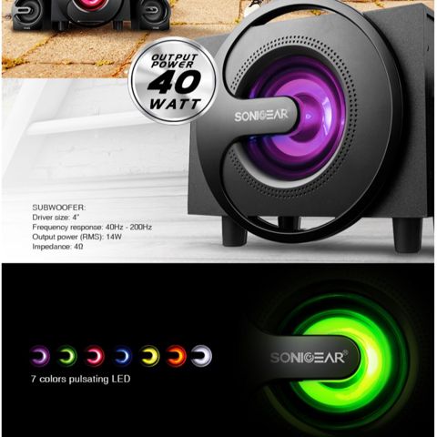 SonicGear Titan 5 Btmı Speaker (40 Watts, 7 Colors Pulsating LED, AUX in, FM Radio, USB Input) Titan 5 Btmı-n — 100 ₼ · Bakı · Dinamiklər və akustik sistemlər SonicGear Titan 5 Btmı Speaker (40 Watts, 7 Colors Pulsating LED, AUX in, FM Radio, USB Input) Titan 5 Btmı-n — Bakı