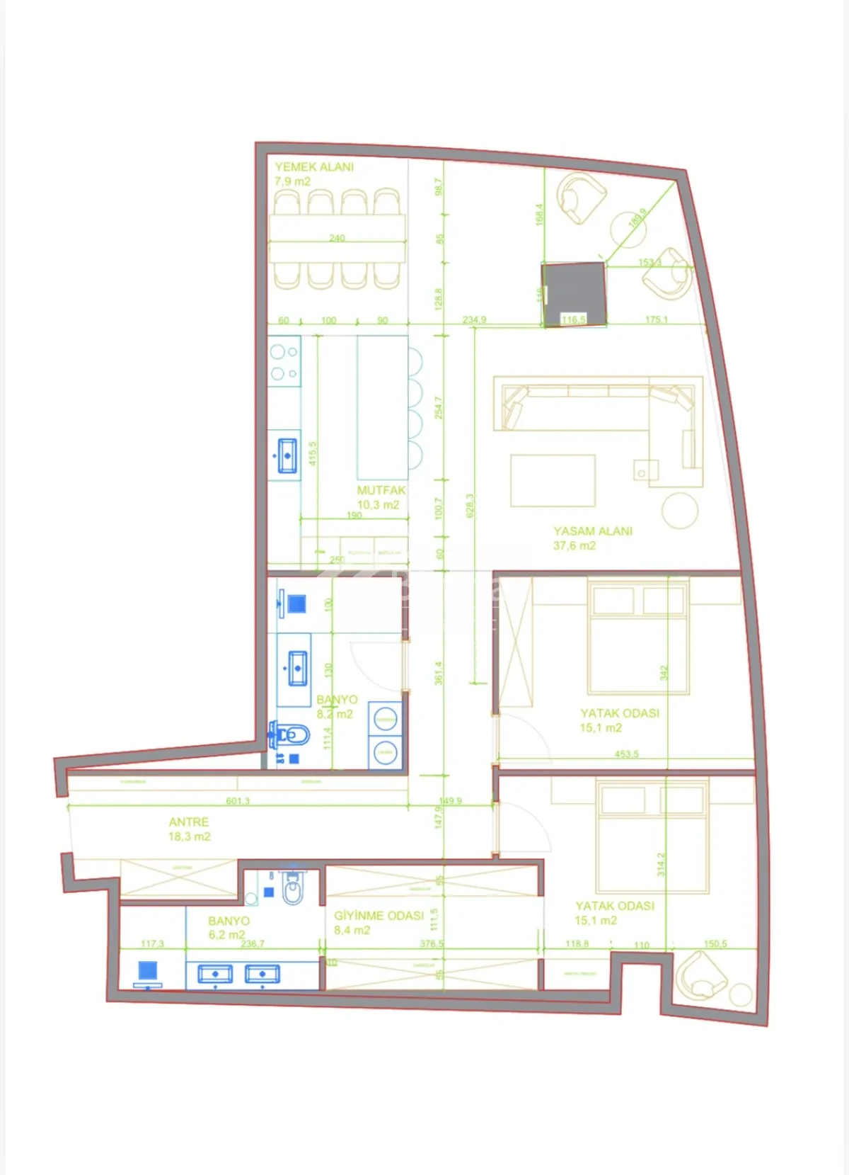 Satılır 3 otaqlı yeni tikili 140 m², Səbail rayonu — Mənzil, Bakı (3)