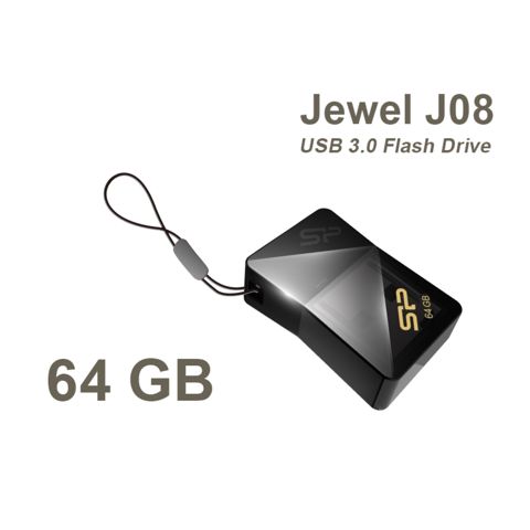 USB stick silicon power ufd 3.0, jewel J08 ,64 GB, BLACK-(SP032GBUF3J08V1K-N) — Bakı