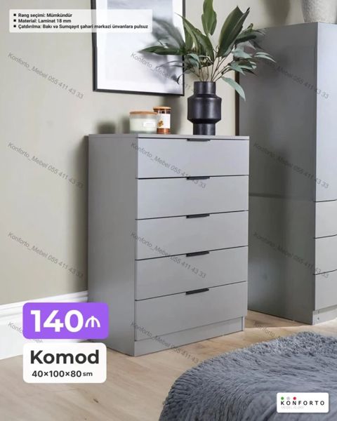 Məhsul: Komod - Ölçülər: 40 100 80 sm - Material: 18 mm laminat — Bakı